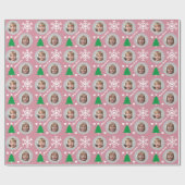 Elegantes Pink Family Foto Custom Christmas Geschenkpapier (Flach)