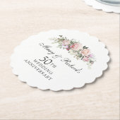 Elegantes Pink Floral 50. Hochzeitstag Party Untersetzer (angewinkelt)