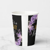 Elegantes Pink Floral Baby Boy Dusche Party 8oz Pappbecher (Links)