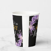 Elegantes Pink Floral Baby Boy Dusche Party 8oz Pappbecher (Rechts)