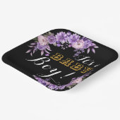 Elegantes Pink Floral Baby Boy Dusche Party Square Pappteller (Gewinkelt)