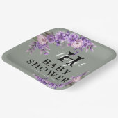 Elegantes Pink Floral Baby Dusche Party Square Pappteller (Gewinkelt)