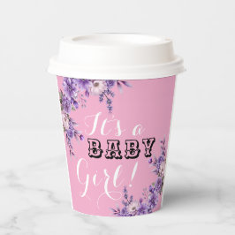 Elegantes Pink Floral Baby Girl Dusche Party 8oz Pappbecher