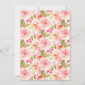 Elegantes Pink Floral Baby Girl Foto Beige Geburt Ankündigung (Rückseite)