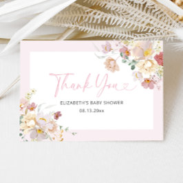 Elegantes Pink Floral Baby in Bloom Baby Shower Dankeskarte