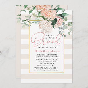 Elegantes Pink Floral Hydrangea Brautparty Brunch Einladung