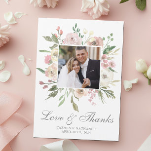 Elegantes Pink Floral Wedding Foto Danke Magnet