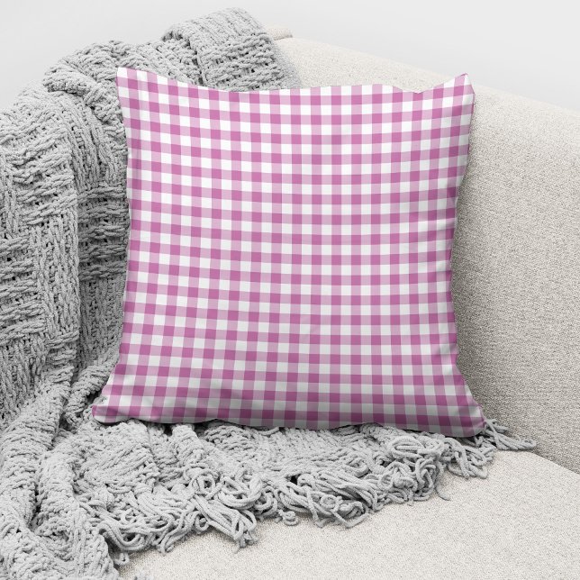 Elegantes Pink Gingham Karos Pattern Kissen (Von Creator hochgeladen)