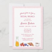Elegantes Pink Gingham Summer Brunch Brautparty Einladung (Vorderseite)