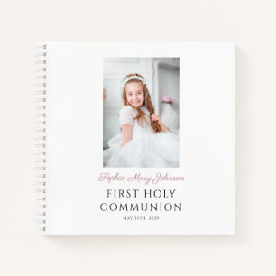 Elegantes Pink Girl First Communion Gästebuch Notizblock
