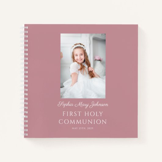 Elegantes Pink Girl First Communion Gästebuch Notizblock (Vorderseite)