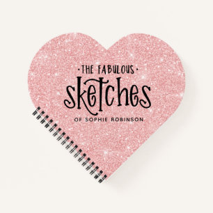 Elegantes Pink Glitzer Artist Sketchbook Notizblock