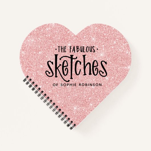 Elegantes Pink Glitzer Artist Sketchbook Notizblock (Vorderseite)