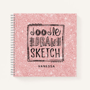 Elegantes Pink Glitzer Artist Sketchbook Notizblock