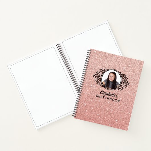Elegantes Pink Glitzer Foto Sketchbook Notizblock (Innenseite)