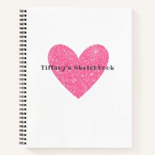 Elegantes Pink Glitzer Heart Artist Sketchbook Notizblock