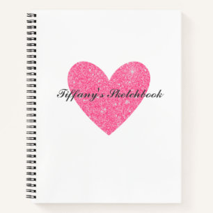 Elegantes Pink Glitzer Heart Artist Sketchbook Notizblock
