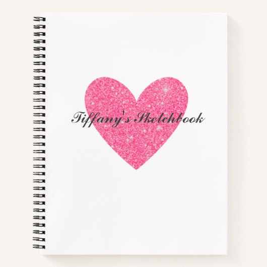 Elegantes Pink Glitzer Heart Artist Sketchbook Notizblock (Vorderseite)