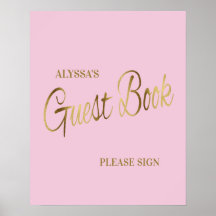 Elegantes Pink Gold Baby Shower Guestbook