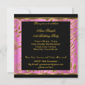 Elegantes Pink Gold Black Damask Pearl Party Einladung (Rückseite)