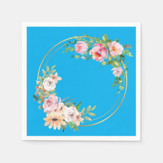 Elegantes Pink & Gold Blume Wreath Paper Napkin bl Serviette