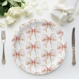 Elegantes Pink Gold Bow Muster Baby Shower Girl Pappteller