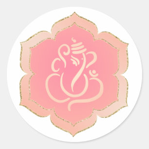 Elegantes Pink Gold Ganesh/ Indischer Gott Klassis Runder Aufkleber
