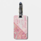 Elegantes Pink Gold Glitzer Geometric Monogram Gir Gepäckanhänger (Rückseite vertikal)