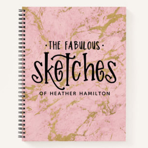 Elegantes Pink Gold Marble Sketchbook Notizblock