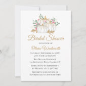 Elegantes Pink Gold Pumpkins Fall Brautparty Einladung (Vorderseite)