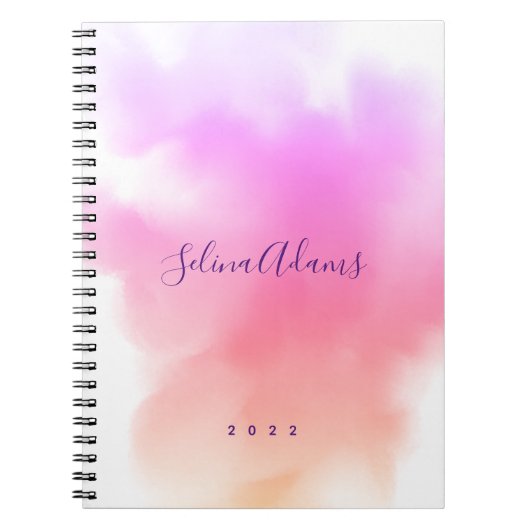Elegantes Pink Gold Watercolor Script Abstrakt Notizblock (Vorderseite)