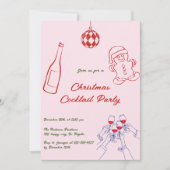Elegantes Pink Hand Drawn Weihnachtscocktail Party Einladung (Vorderseite)