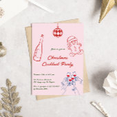 Elegantes Pink Hand Drawn Weihnachtscocktail Party Einladung