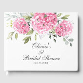 Elegantes Pink Hydrangea Eukalyptus-Brautparty Gästebuch (Vorderseite)