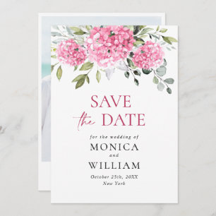 Elegantes Pink Hydrangea Floral Wedding Foto Save The Date