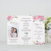 Elegantes Pink Hydrangea Hochzeitsprogramm (Stehend Vorderseite)