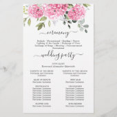 Elegantes Pink Hydrangea Hochzeitsprogramm (Rückseite)