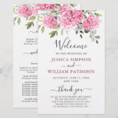 Elegantes Pink Hydrangea Hochzeitsprogramm (Vorne/Hinten)