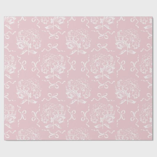 Elegantes Pink-Hydrangea-Muster Geschenkpapier (Flach)