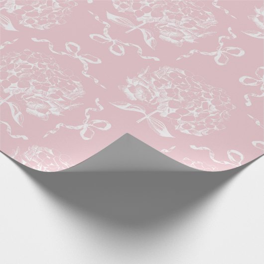 Elegantes Pink-Hydrangea-Muster Geschenkpapier (Ecke)