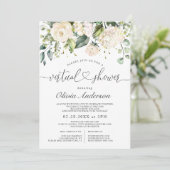 Elegantes Pink Hydrangea Rose virtuelles Brautpart Einladung (Stehend Vorderseite)