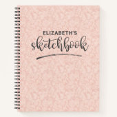 Elegantes Pink Lace Sketchbook mit Name Notebook Notizblock (Vorderseite)