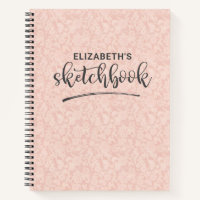 Elegantes Pink Lace Sketchbook mit Name Notebook