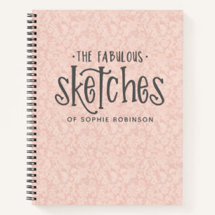 Elegantes Pink Lace Sketchbook mit Name Notebook Notizblock
