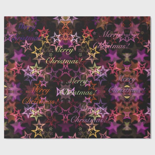 Elegantes Pink Lila Stars Muster Frohe Weihnachten Geschenkpapier (Flach)