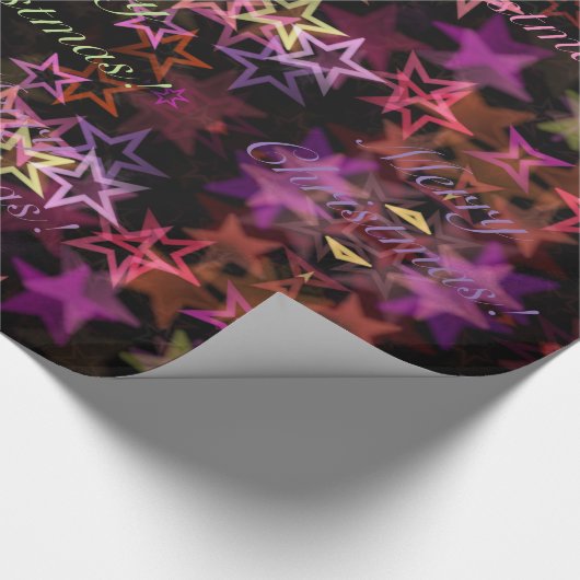 Elegantes Pink Lila Stars Muster Frohe Weihnachten Geschenkpapier (Ecke)