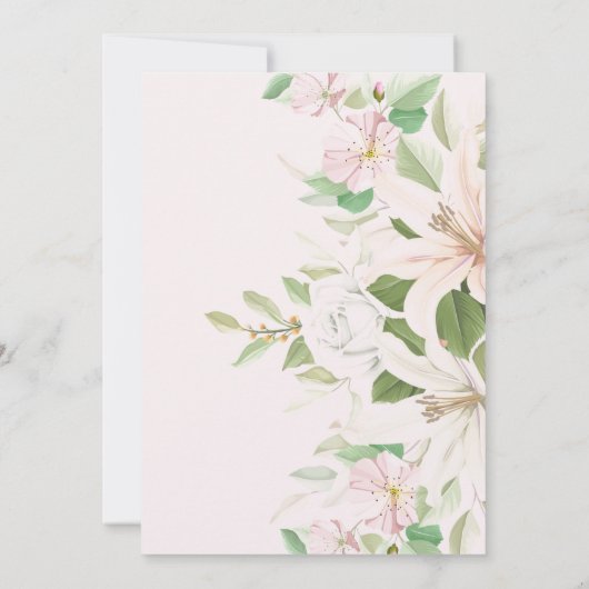 Elegantes Pink Lili Ivory Rose Brautparty Einladung (Rückseite)