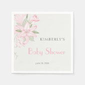 Elegantes Pink Lily Green Blätter Baby Shower Serviette (Vorderseite)
