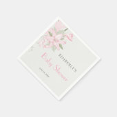 Elegantes Pink Lily Green Blätter Baby Shower Serviette (Ecke)