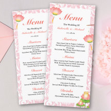 Elegantes Pink Lotus Lanterns Indian Wedding Menu